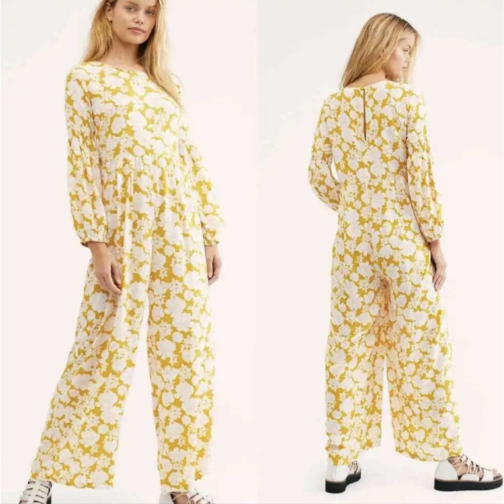 Saint Helena Summer Floral Boho Relaxed Flowy Jumpsuit, size S